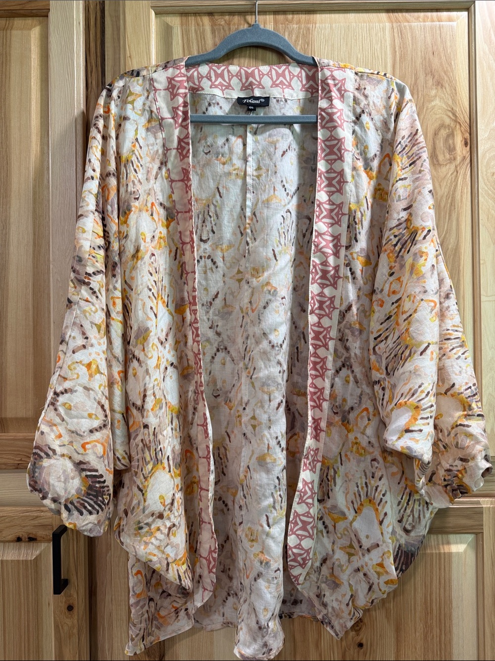 Tolani OS Sahara Wrap Tribal 100% Modal Lightweight Kimono Blush Yellow Cream